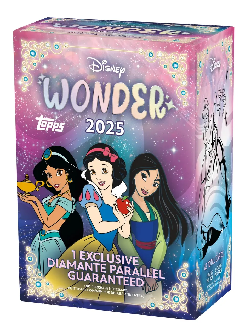 Topps Disney Wonder 2025 value box with Jasmine, Snow White and Mulan